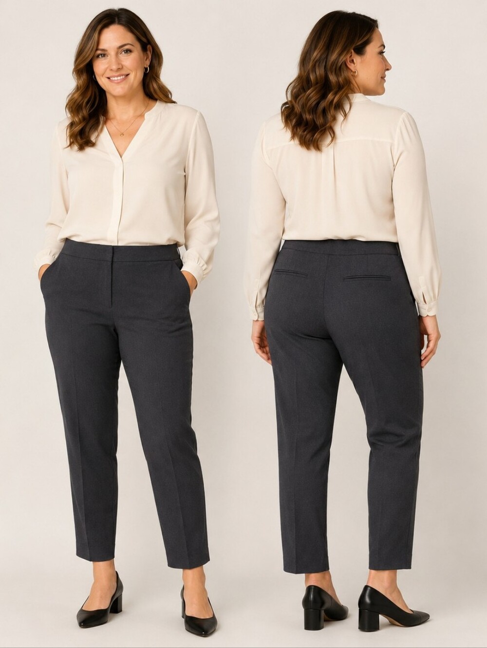 Ann Taylor Factory Curvy Size 10 Charcoal Dress Pants Straight Leg Workwear Mini